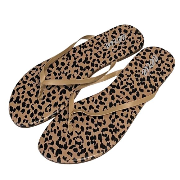 Aerie Cheetah Animal Print Flip Flop Sandals Size 9 Vacation Travel Beach Resort - Picture 3 of 7